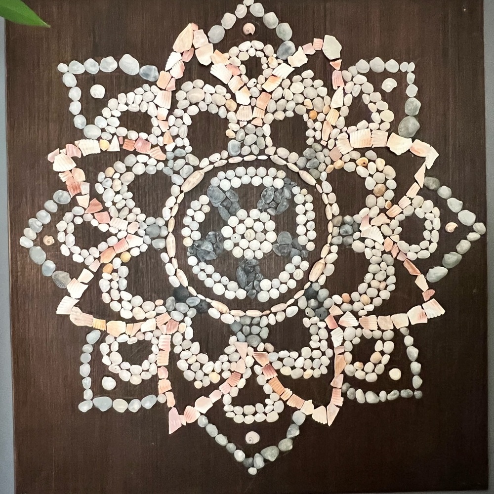 SeaShell Large Mandala Mosaic Coastal Theme Beach Decor Wall Hanging Shell Art